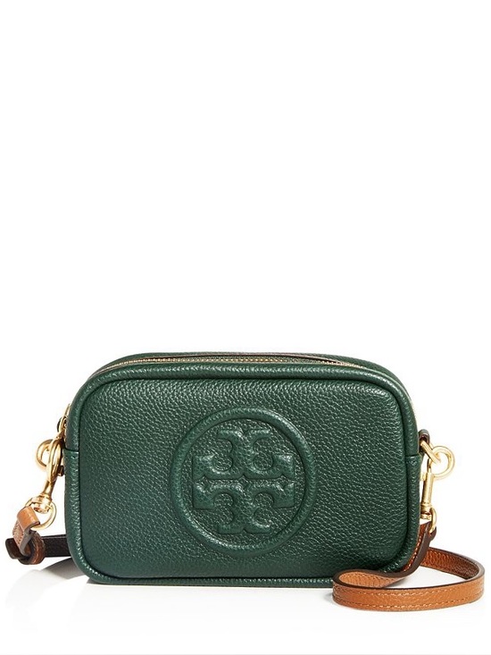 Tory Burch Handbags - Tory Burch Perry Bombe Mini Leather Crossbody in Pine Tree and Gold